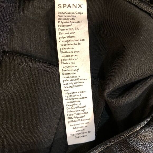 Spanx Slim Straight Pull On Pant Faux Leather Brown Ankle Length Size Medium - Picture 10 of 13